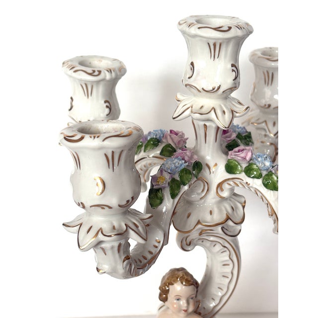 1920s Vintage Porcelain Five-Light Candlestick, 1920s For Sale - Image 5 of 12