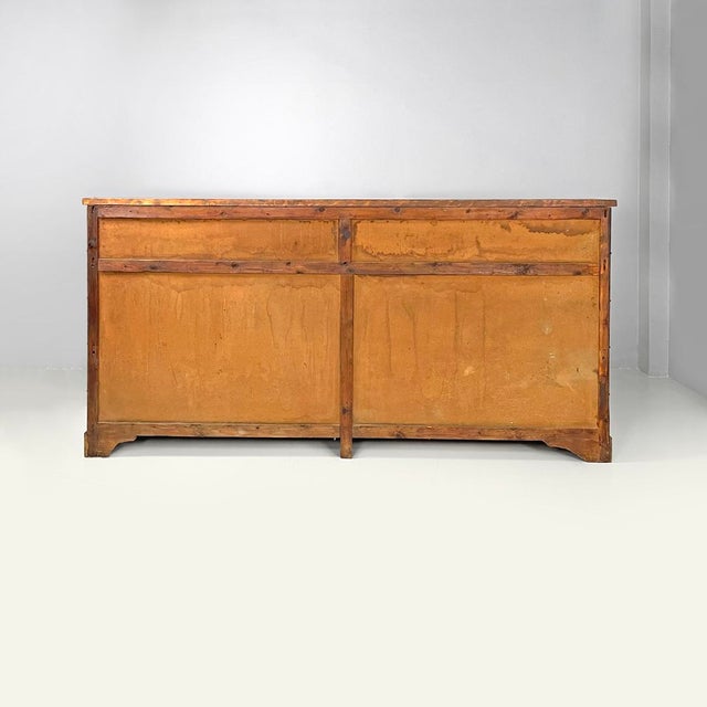 Brown Italian Art Deco Wooden Sideboard with Green and Blue Stained Glass, 1930s For Sale - Image 8 of 18