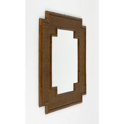 Mid-Century Modern Mid-Century Modern Italian Bamboo and Rattan and Wicker Wall Mirror, 1970s For Sale - Image 3 of 12