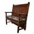 19th Century Wood Bench with Schumacher Zanzibar Linen Print Cushion For Sale In New York - Image 6 of 13