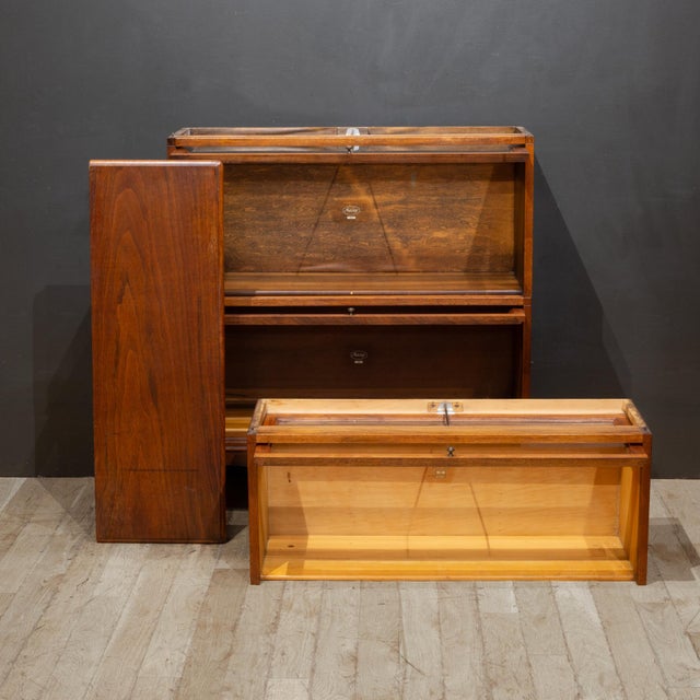 Antique Macey Furniture 3 Stack Lawyer's Bookcase With Ball Feet c.1920 For Sale - Image 12 of 13