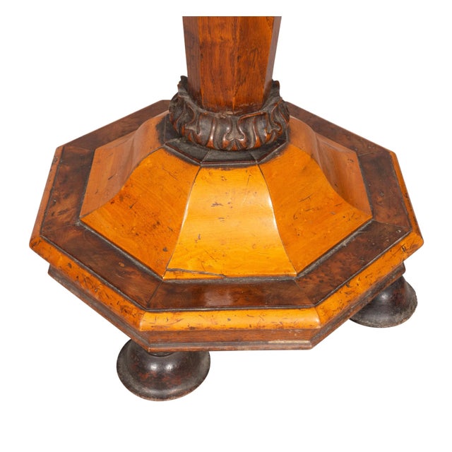 William and Mary Style Yew Wood and Maple Candlestand For Sale - Image 10 of 13