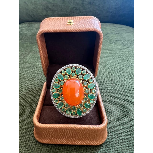 Bochic "Orient" Vintage Diamonds, Emeralds & Opal Ring Set In 18K Gold & Silver For Sale In New York - Image 6 of 18