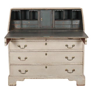 English Painted Secretaire in Oak For Sale