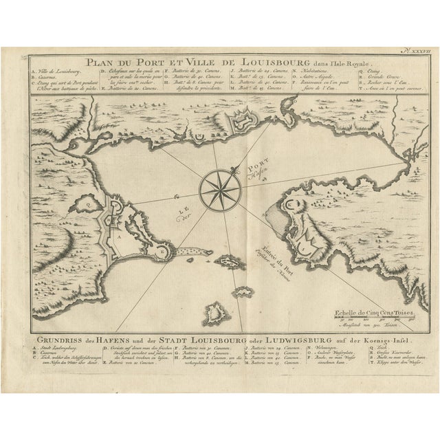 Plan of Louisbourg Harbor and Fortress, Cape Breton Island, 1756 For Sale - Image 10 of 10