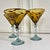 Contemporary Vintage Hand-Blown Tortoise Shell Pattern Blue Stem Martini Glasses - Set of 3 For Sale - Image 3 of 7