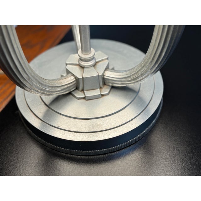 Metal Early 20th Century Art Deco Three-Candle Fluted Cast Metal Table Lamp For Sale - Image 7 of 9