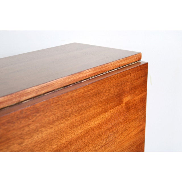 1960s 1960s Danish Modern Drop Leaf Hide a Way Table With 4 Folding Chairs - 5 Pieces For Sale - Image 5 of 7