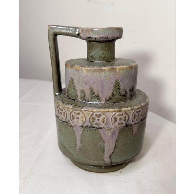1920s Antique Art Deco Ceramic Pottery Jug by P. Garnier, Enghien, France, 1920s Vase For Sale - Image 5 of 11