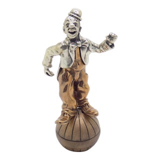Vintage Italian Handmade Genuine Silver & Brass Balancing Jester Angini Figurine, Made in Tuscany (Italy, Arezzo) For Sale