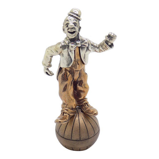Vintage Italian Handmade Genuine Silver & Brass Balancing Jester Angini Figurine, Made in Tuscany (Italy, Arezzo) For Sale