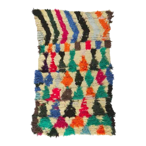 Late 20th Century Vintage Moroccan Boucherouite Rag Rug, 03'01 X 05'01