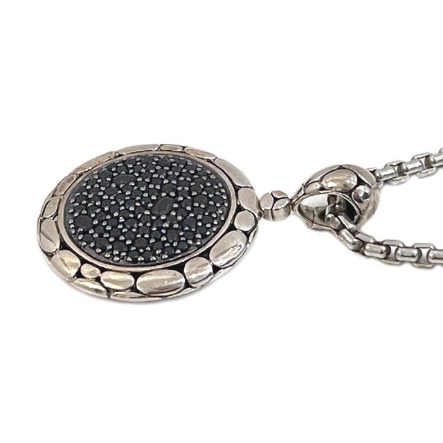 John Hardy Sterling Black Sapphire Kali Lava Enhancer Pendant on 26" Box Chain For Sale - Image 4 of 5