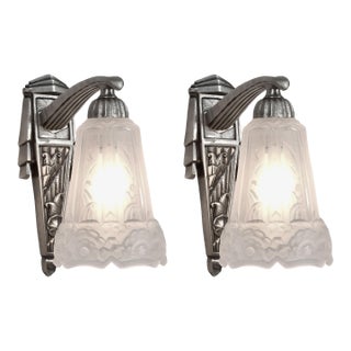 1930 French Art Deco Wall Sconces by P. Maynadier France - a Pair For Sale