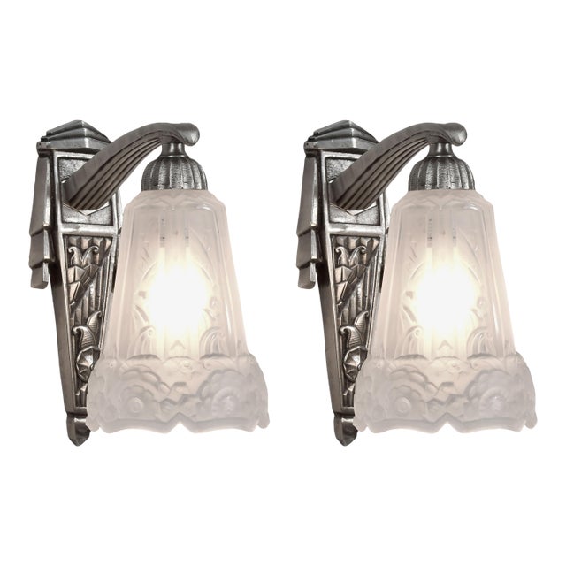 A Pair of French Art Deco Wall Sconces by P. Maynadier 1930 France - 3 Pairs Available For Sale
