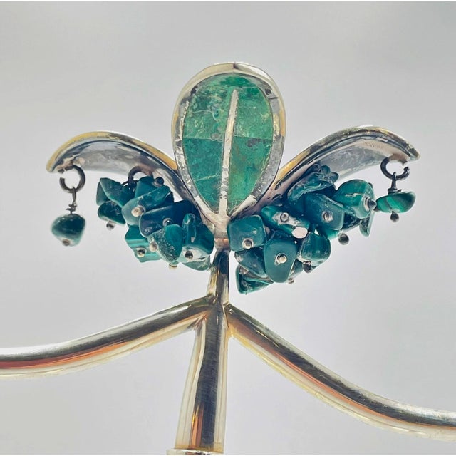 Rare Emilia Castillo Silver-Plated Malachite Jewelry Holder, Mexico, 1980s For Sale - Image 11 of 18