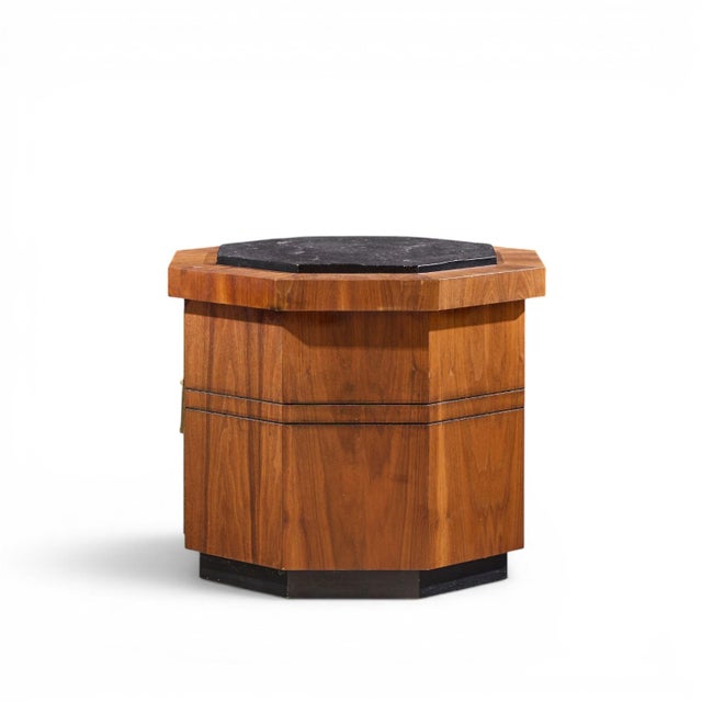 Jack Cartwright for Founders Style Mid Century Walnut and Slate Side Tables - Pair For Sale - Image 9 of 11