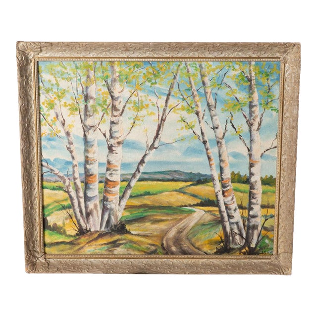 1950s Oil on Board Painting of Bitch Trees For Sale