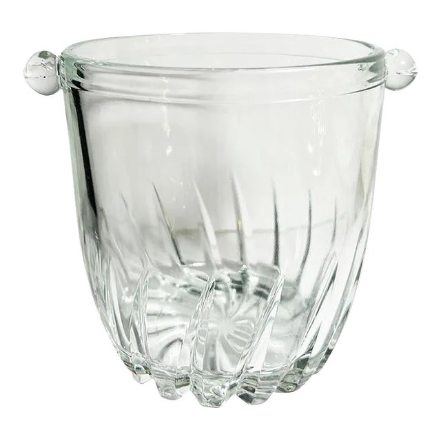 Vintage Petite Glass Ice or Champagne Bucket With Handles For Sale