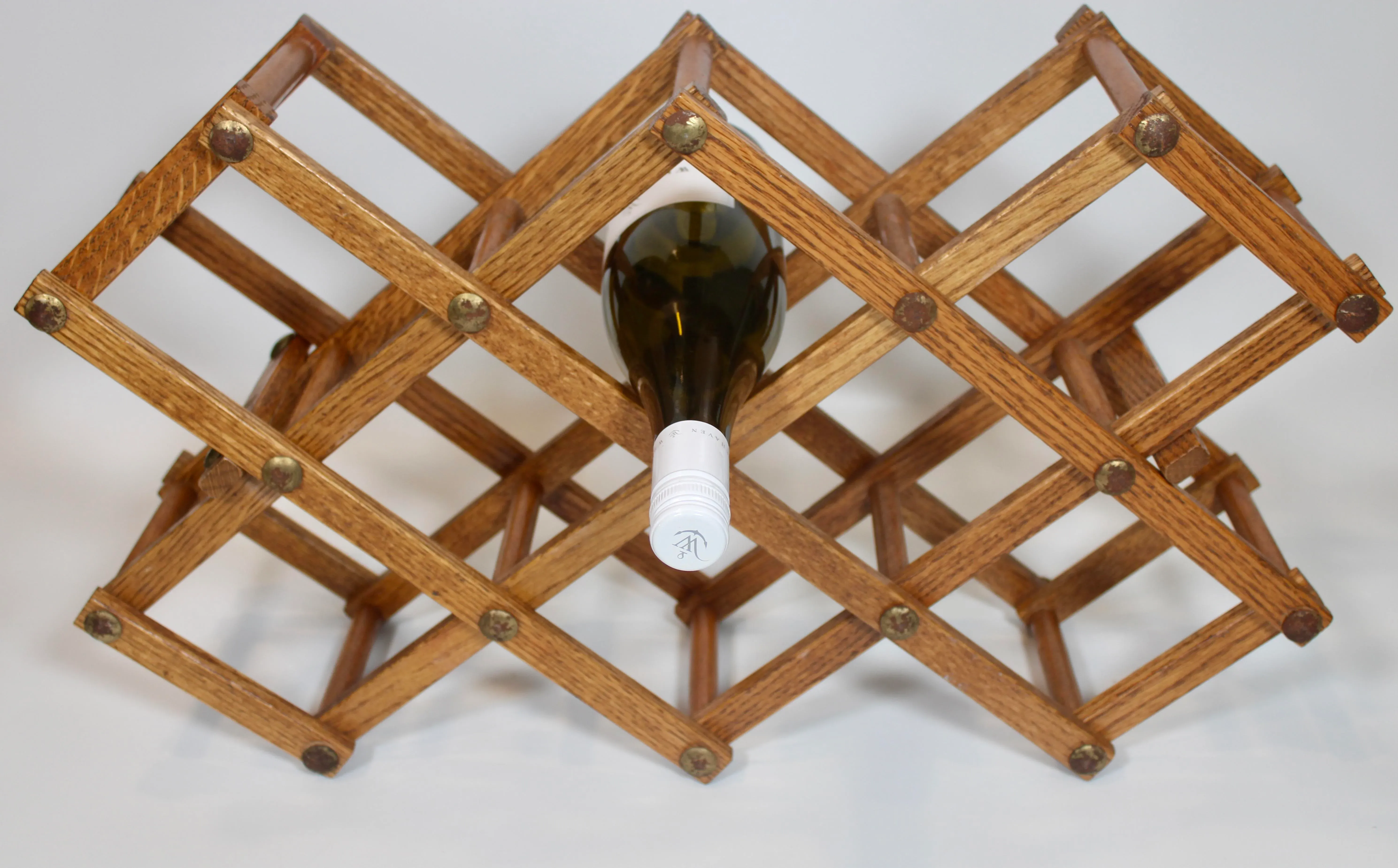 Mid Century Modern Accordion Style Wooden Wine Rack | Chairish