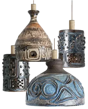 Danish Brown Ceramic Pendant Light, 1970