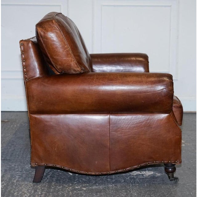 Balmoral Two Seater Brown Heritage Leather Sofa in the style of Halo and Timothy Oulton For Sale - Image 9 of 16