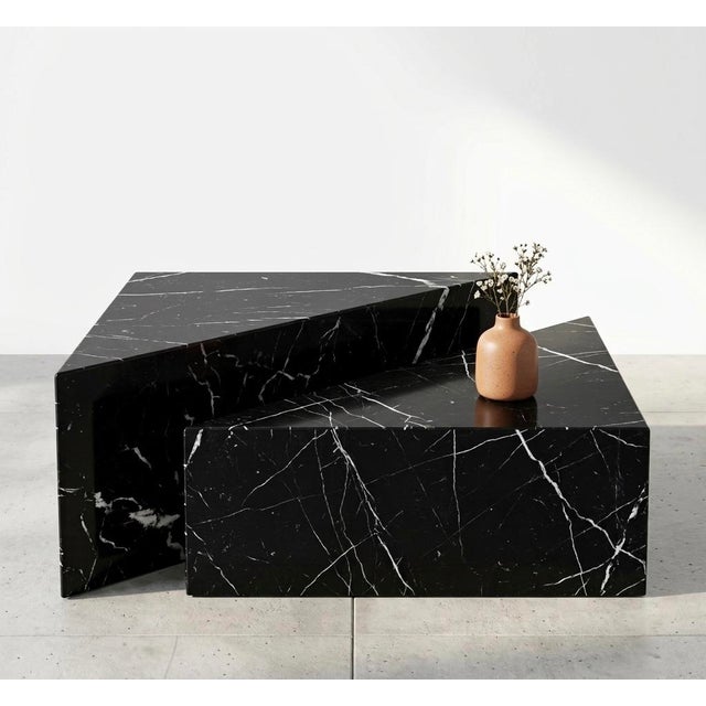 Contemporary Triangular Tables in Nero Marquinia Marble by Andrea Grasso, Set of 2 For Sale - Image 3 of 7