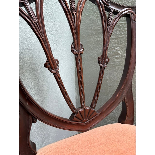 1940s Set of 4 Mahogany Carved Shield Back Dining Chairs For Sale - Image 5 of 12