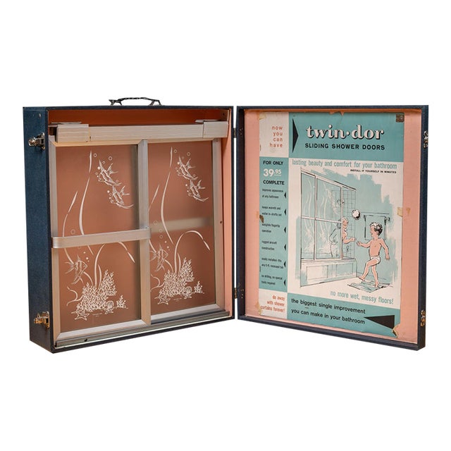 Vintage Twin-Dor Sliding Shower Door Salesman Sample Display Case For Sale