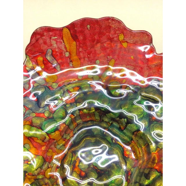 1990s Artisan Hand Blown Glass Art Coffee-Table Bowl For Sale - Image 5 of 12