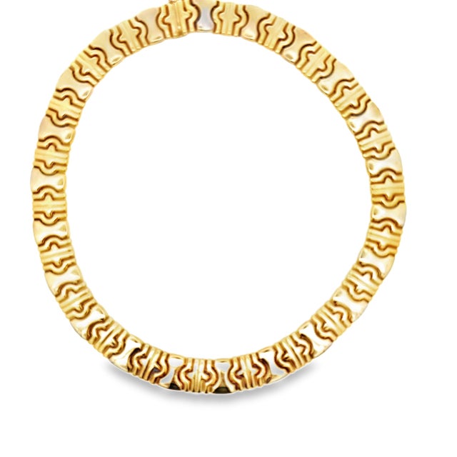 Modern Vintage Italian Modernist 14k Gold Sculptural Link Collar Necklace For Sale - Image 3 of 7