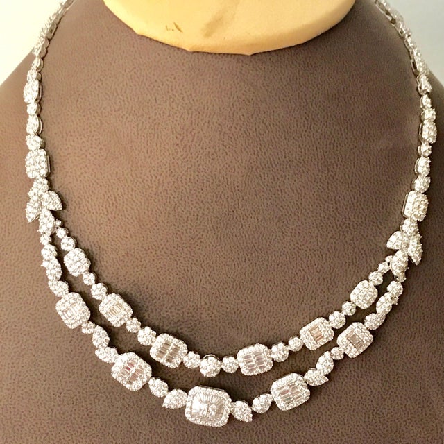 Contemporary 18 Carats VS E Quality Diamond 18 Karat White Gold Necklace Bridal Brand New For Sale - Image 3 of 18