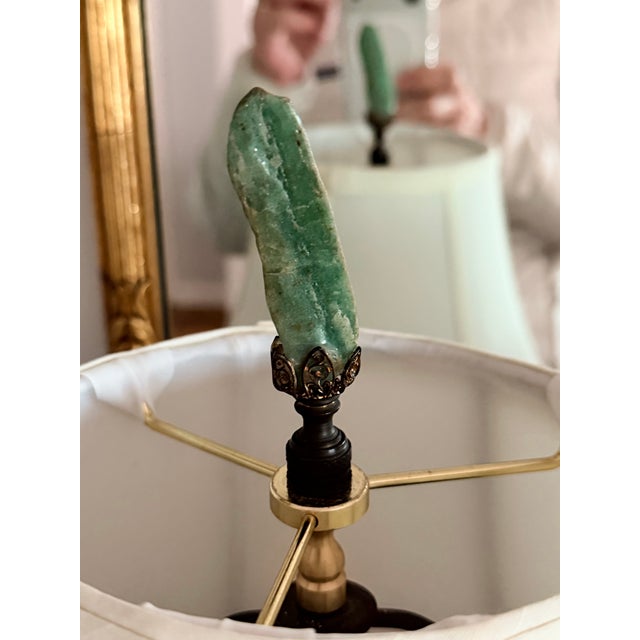 Sky Blue Pair of Colorful Chinoiserie Floral Lamps With Shades For Sale - Image 8 of 9