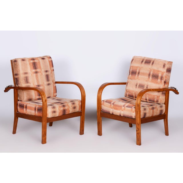 Vintage Art Deco Chairs in Oak by Jindřich Halabala for Up Závody, 1930s, Set of 2 For Sale - Image 10 of 10