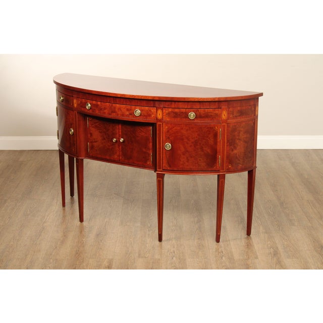 Hepplewhite Style Banded Mahogany Demilune Sideboard For Sale - Image 12 of 18