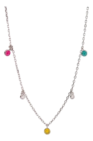 Rainbow Smiley Face Silver & Diamond Choker Necklace