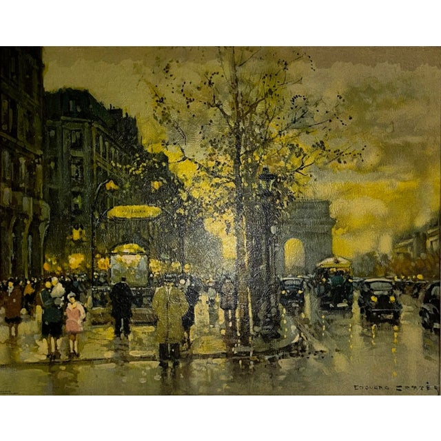 Edouard-Léon Cortès Paris Street Scene Lithograph | Chairish