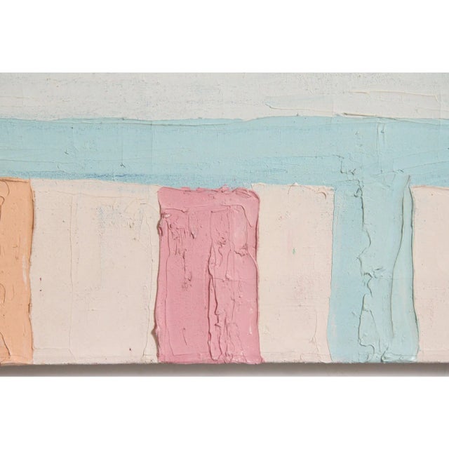 Large Original Vintage 1980s Oil on Canvas Pastel Colored Horizontal Painting #1 For Sale - Image 9 of 12