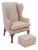Modern Wingback Armchair and Ottoman For Sale