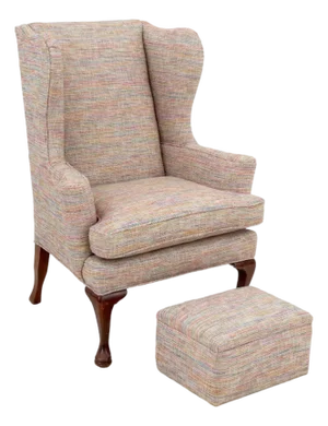 Modern Wingback Armchair and Ottoman