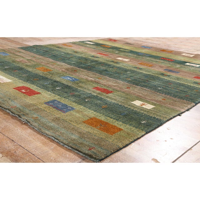 Army Green Vintage Persian Gabbeh Rug, 07'07 X 09'03 For Sale - Image 8 of 10