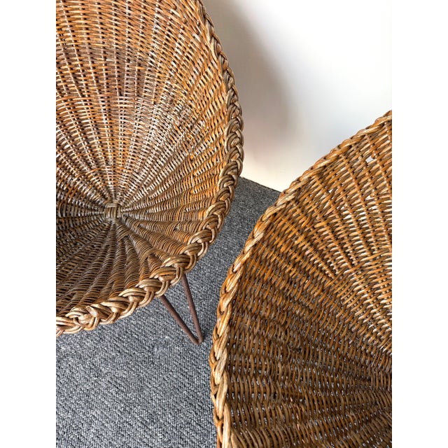 1950s Mid-Century Modern Pair of Rattan Armchairs. France, 1950s For Sale - Image 5 of 13