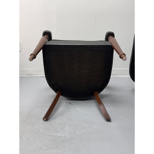 Vintage Tufted Leather Barrel-Back Tub Armchairs, Pair, C. 1970s For Sale - Image 16 of 18