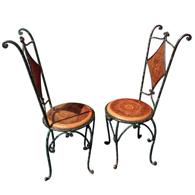 1970s Exceptional Pair of Elegant Iron and Leather Brutalist 1970s French Chairs With Enduring Strength. For Sale - Image 5 of 12