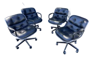 Vintage Mid Century Modern Knoll Pollock Desk Chairs Set of 4