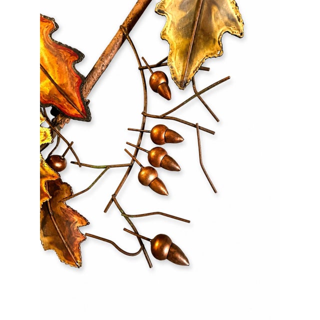 1970s Signed Curtis Jeré 1976 Artisan House Brutalist Oak Leaf Acorn Brass Copper Wall Sculpture MCM For Sale - Image 5 of 5