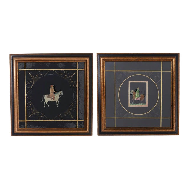 Anglo Indian Pair of Watercolors of Men on Horses For Sale