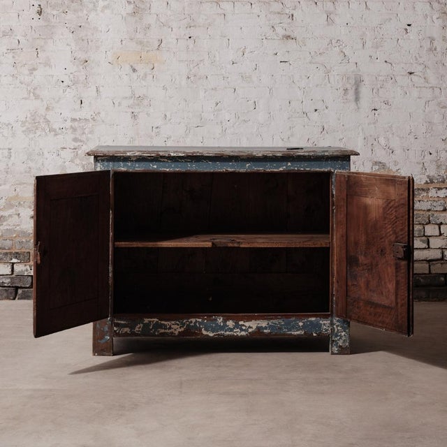 19th Century 19th Century Spanish Walnut Blue Cabinet For Sale - Image 5 of 12