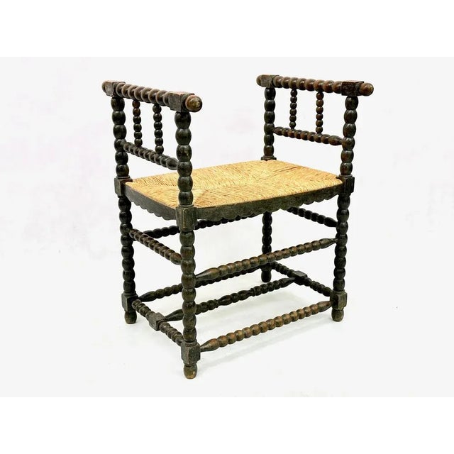 19th Century Dutch Jacobean Style Ebonised Oak Bobbin Bench For Sale - Image 10 of 11