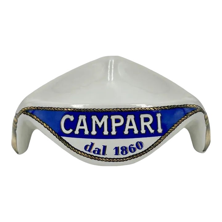 Vintage Campari Italy Dal 1860 Ashtray Ceramic Mid-Century 1960s